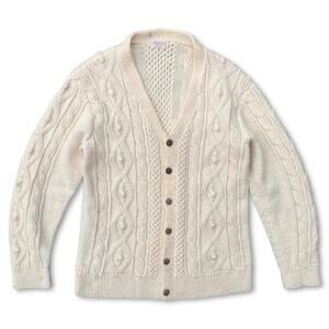 Vintage Chunky Grandpa Cardigan Cream Color | Size Large Women